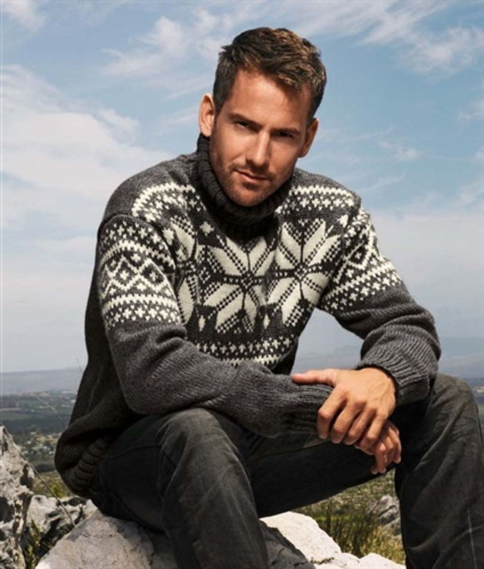 Norvegiană pulover bărbați-cu-ornamente