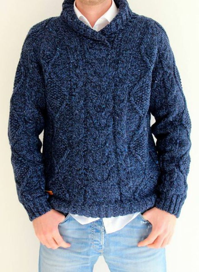 Norvegiană-pulover robust blue-bărbați