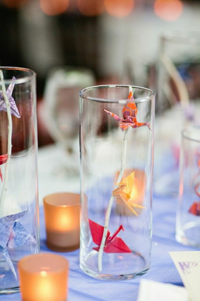 Origami Crane-vetri decorazione di nozze di candela