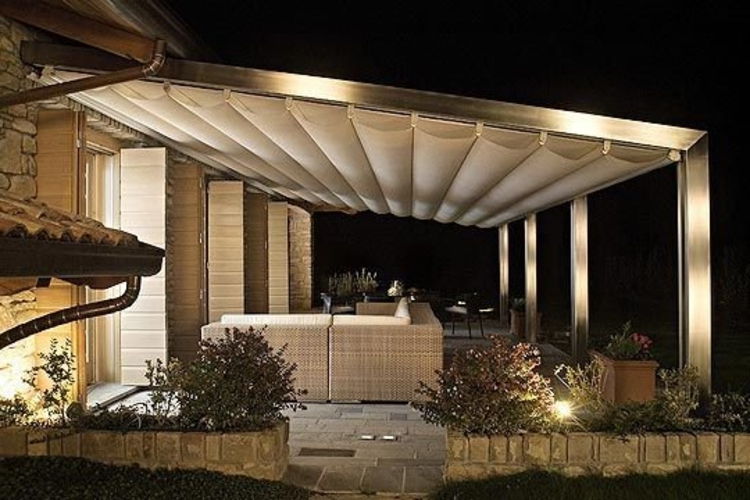 Pergola-alb-pânză-argint-pilon chic-nobil-modern de designer poslter-mobilier-terasă