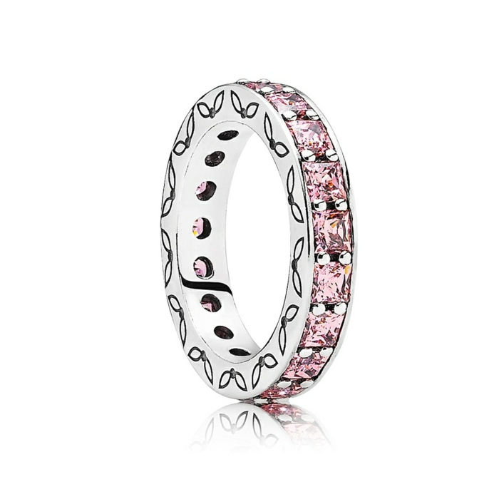 Pandora inel de argint pietre roz formă rotundă inele de argint