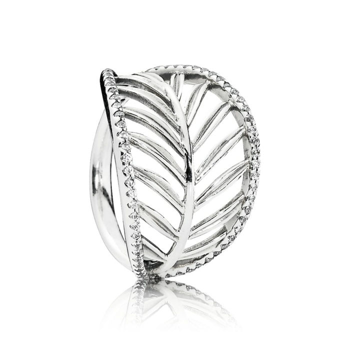 Pandora inel de argint-tropicale frunze de palmier formă
