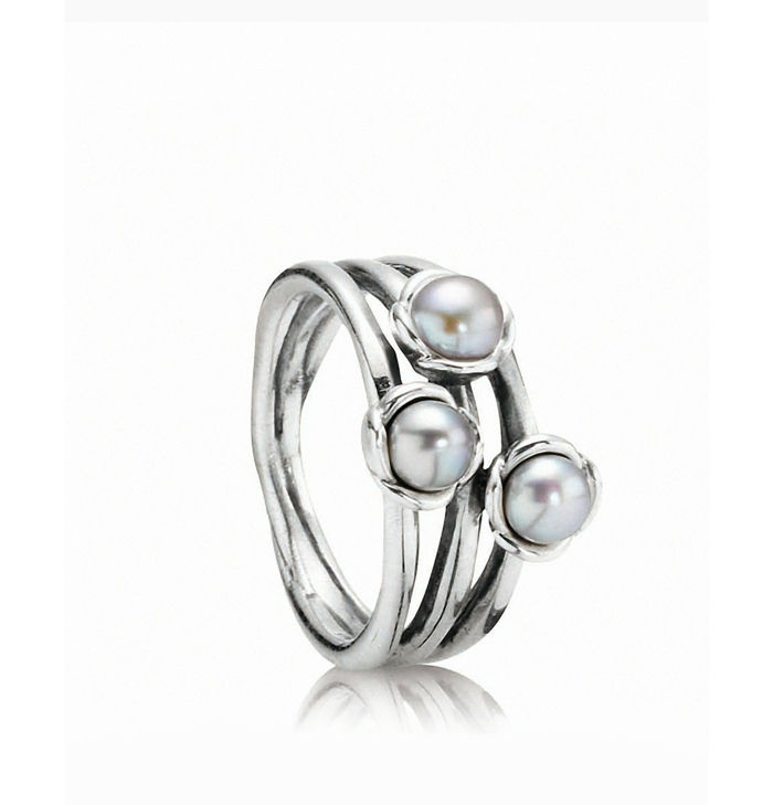 Pandora Rings Silver Grey Pearl vakker modell