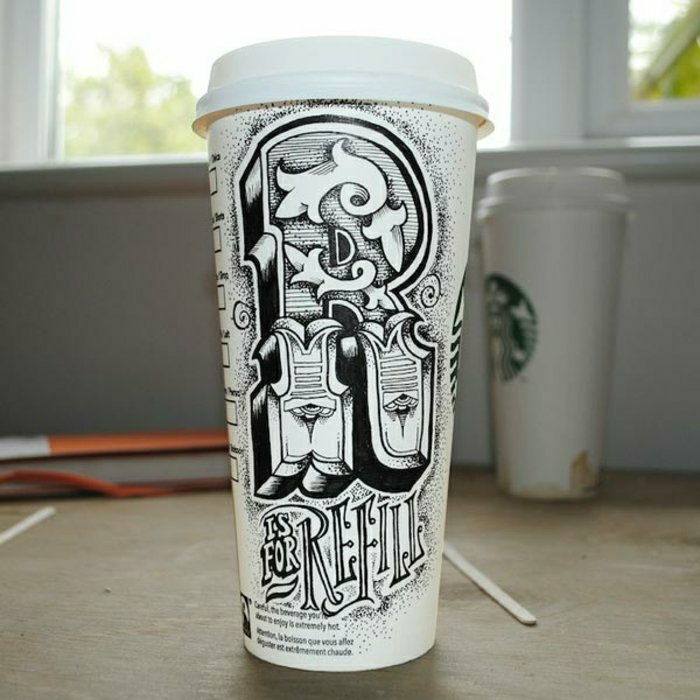 Paharele de hârtie Starbucks design grafic