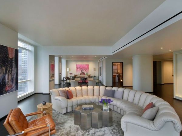 Penthouse soffa halvcirkelformad skinnsoffa design idé