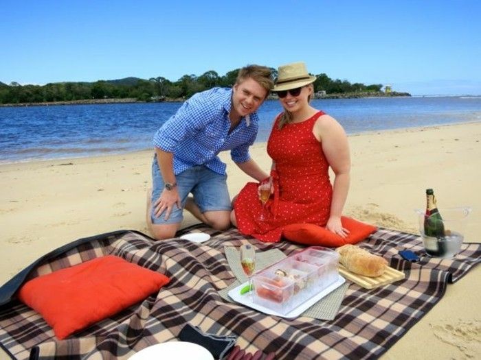 Picknick på stranden-on-färg filt