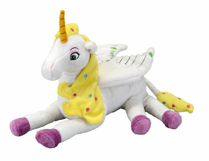 Plush Unicorn loira amarelo chifre roxo Trotters Asa de Pegasus