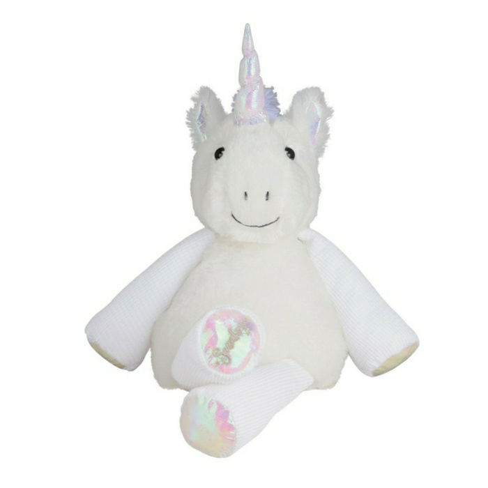 Plush Unicorn Vit glans Trotters öron horn