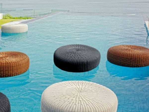 Wicker fezes em piscina mobiliário resistente à água