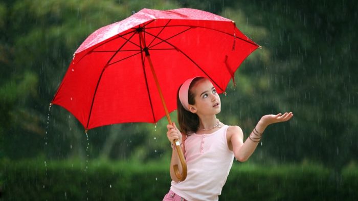 Ploaie Fata-cu-rosu-Umbrela pentru copii