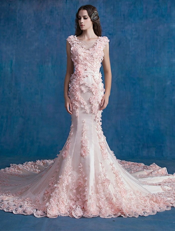 Rožinis Vestuvės dress undinė