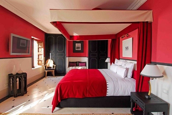 Raudona miegamasis dizainas vienas išskirtinis dizainas