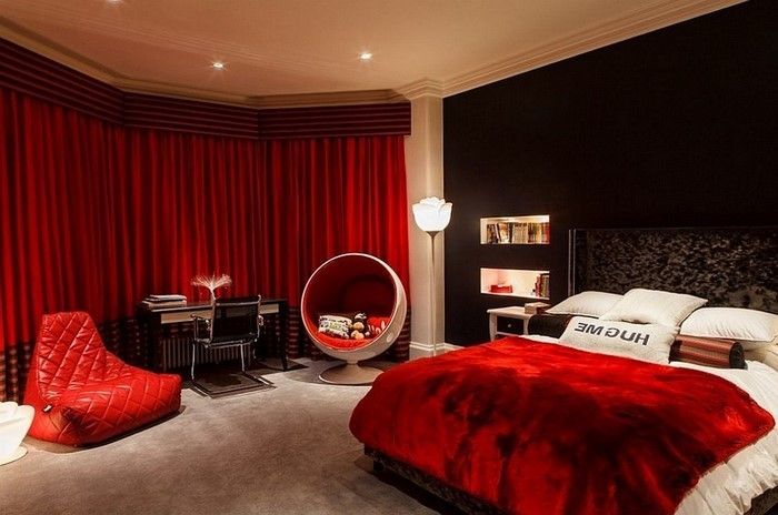 Raudona miegamasis dizainas A Kietas dizainas