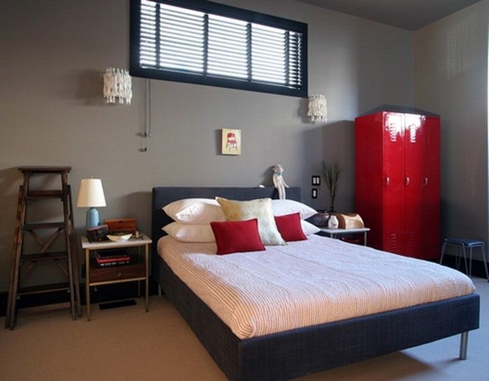 design camera da letto Rosso A-sorprendente interni