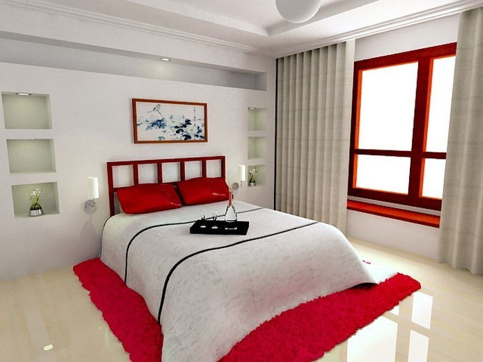 Rdeča spalnica design ustvarjalno odločitev