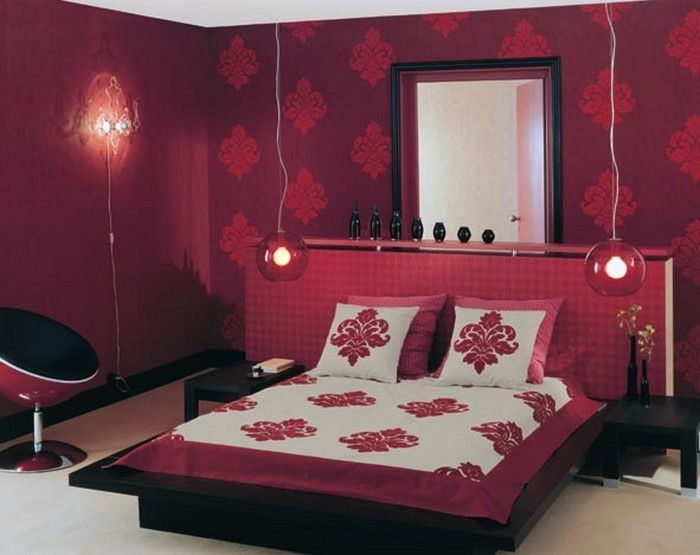 Raudona miegamasis dizainas Moderni transliavimą