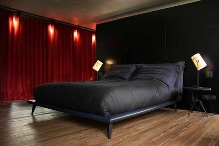 Raudona miegamasis dizainas A apsvaiginimo įranga