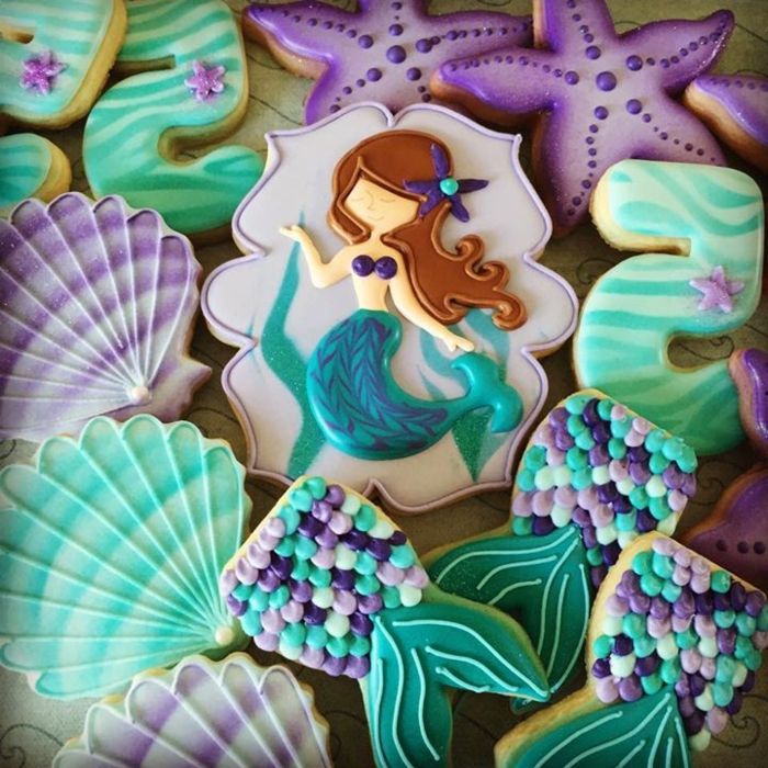 Candy kjeks-fargerike-deilig-imponerende Mermaid Shells Aqua nyanser