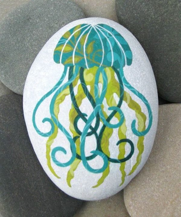 pedras-as-Gartendekoratio lindamente pintadas medusas