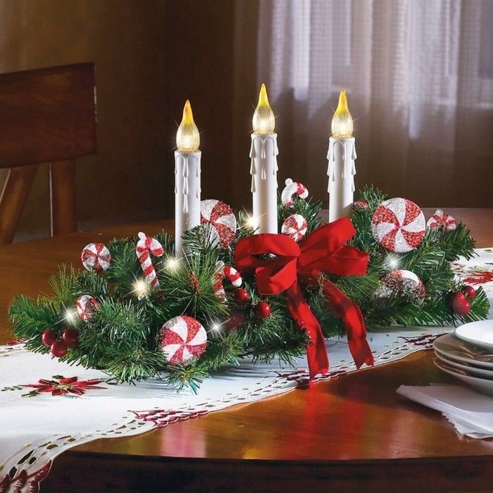 Bela decoração de mesa Vela Artificial para o Natal