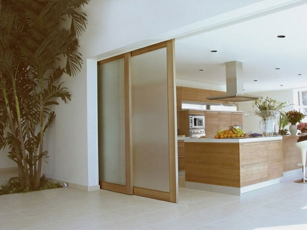 Portas de correr-interior-madeira-mate-vidro-top-rail-cozinha-planta - como decoração