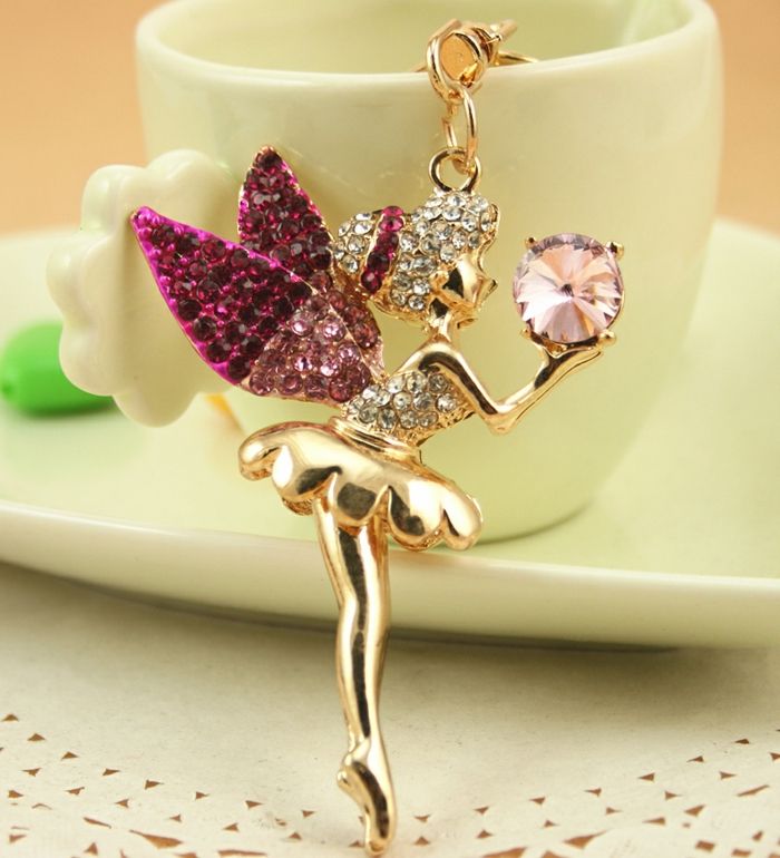 Portachiavi in ​​metallo souvenir Zyrkonia-pink-angel ballerino