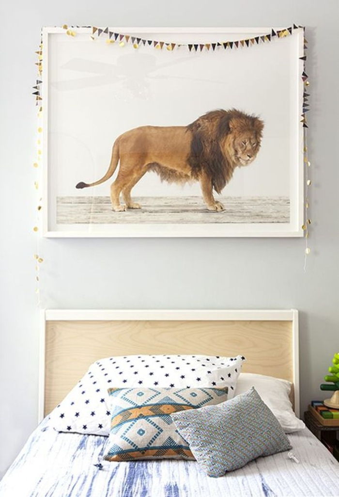Dormitor boho pernă imagine leu decorare