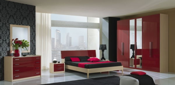 red-möbler set-for-the-sovrum