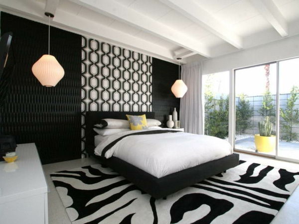 Sovrum-design-moderna sovrum möbler modern matta i svartvitt