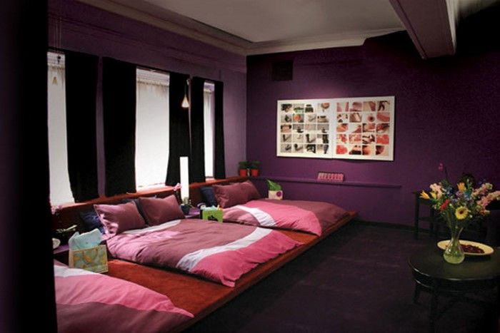 Miegamojo violetinė-A-išskirtinis interjeras