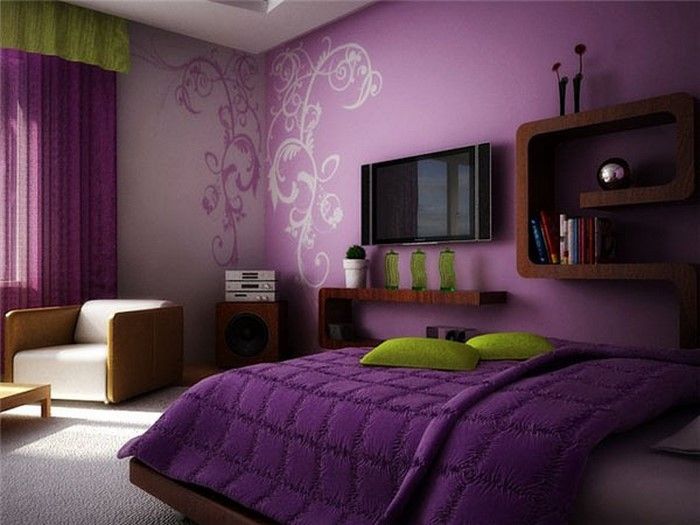 Miegamojo violetinė-A-kūrybinė interjeras