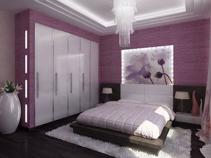 Miegamojo violetinė-A stebina interjeras