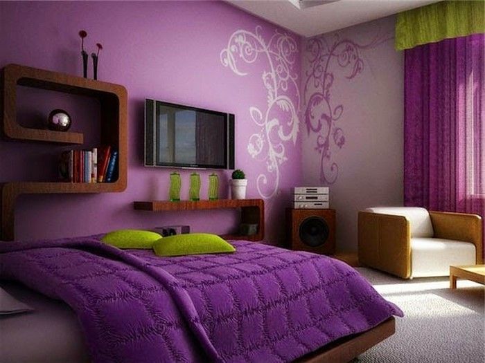 Miegamojo violetinė-A ryškus įranga