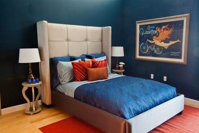 Miegamojo baldai-in-mėlyna-su išskirtiniais interjero