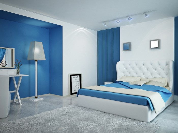 Miegamojo baldai-in-mėlyna-A-ryškus įranga