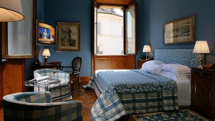 Miegamojo baldai-in-mėlyna-A-prašmatnus apdaila