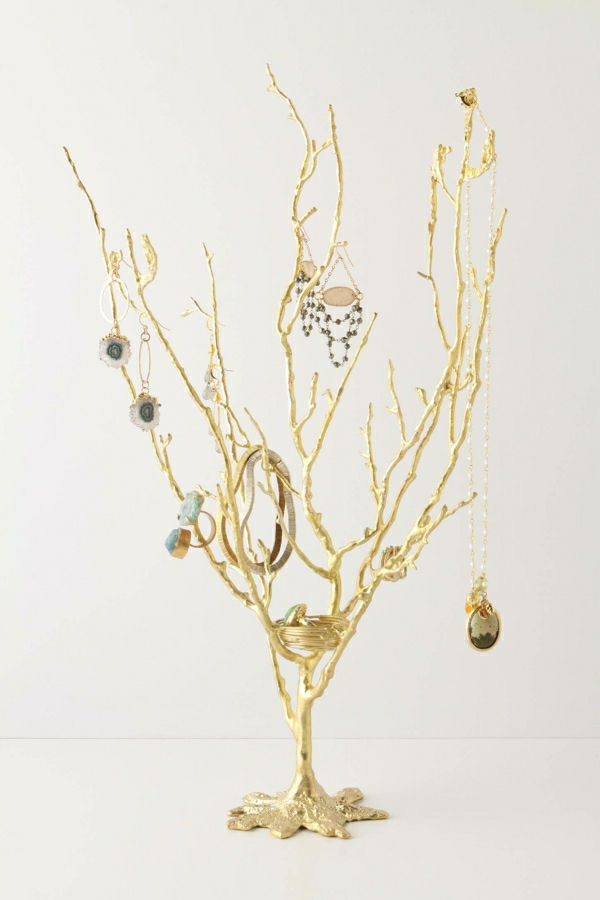Smycken innehavaren Tree gyllene ringar Bangles Örhängen Halsband stenar