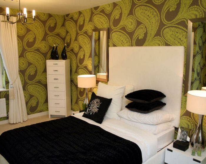 Dormitor tapet-maro-verde