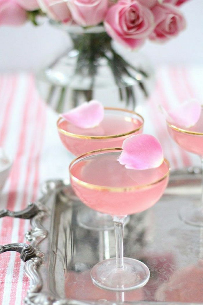Vidros de vinho champagne rosa
