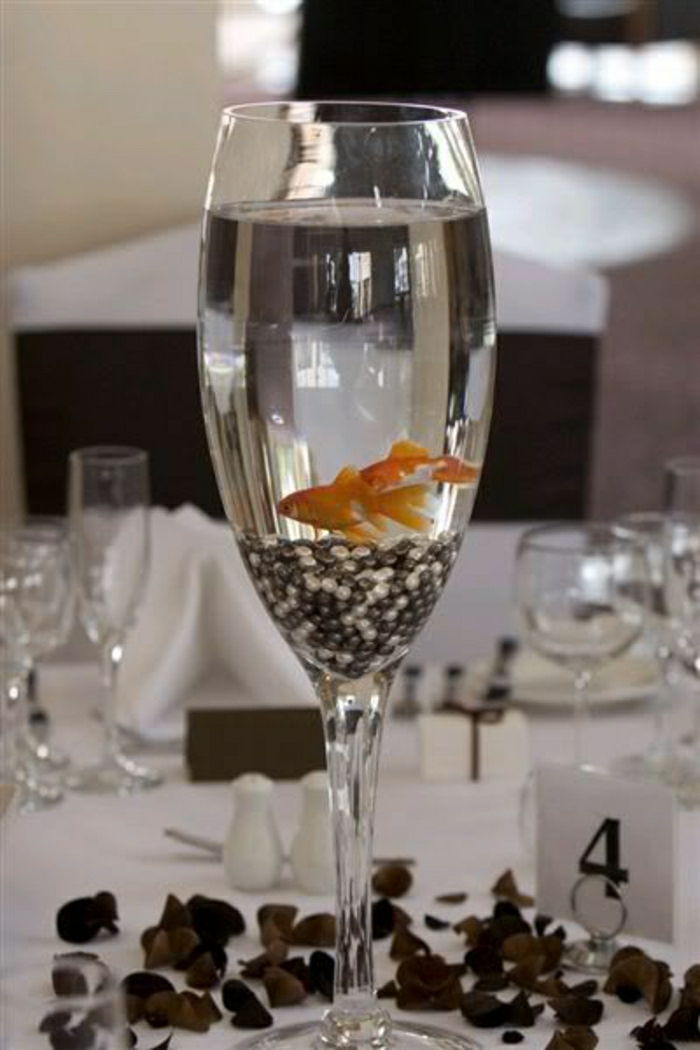 Şampanya Cam İnci Balık Düğün