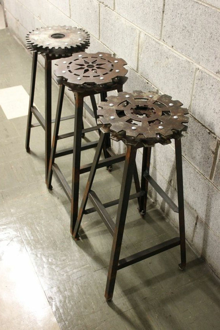 Set de metal scaune de bar stil industrial creativ și original