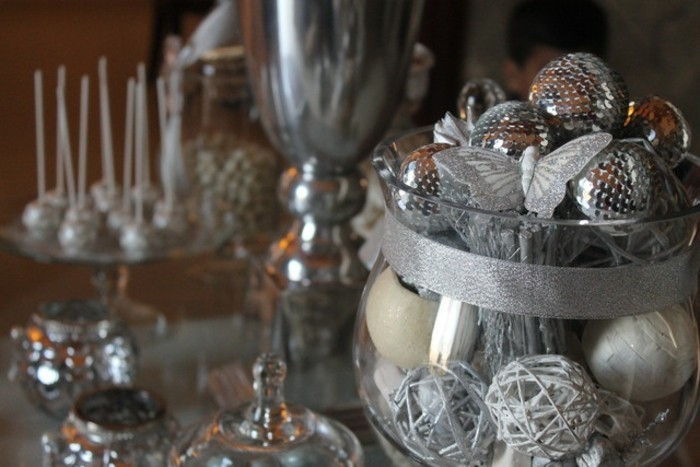 gümüş Kelebek Gümüş düğün masa dekorasyonu