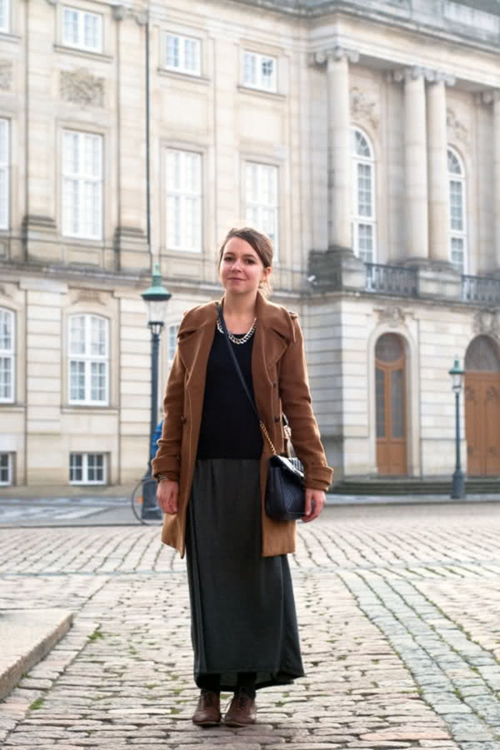 Skandinavishe moda-femeie maro strat lung femei stâncă