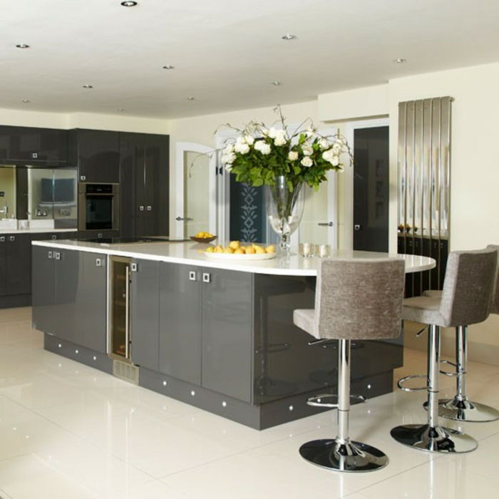 krásny dizajn kuchyne - stenová farba šedá