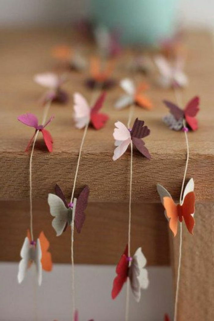 Zomer raam decoratie papier en jute garen tinker slinger vlinder