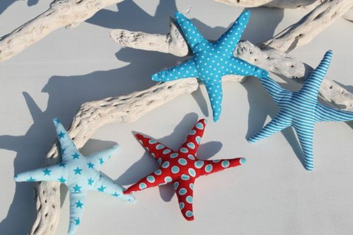 námorné dekorácie nápady pre letné Starfish z látky a dekoratívneho dreva