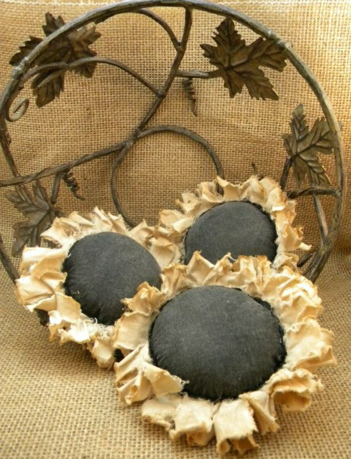 Sunflower dekorative håndlagde-primitive fylte puter