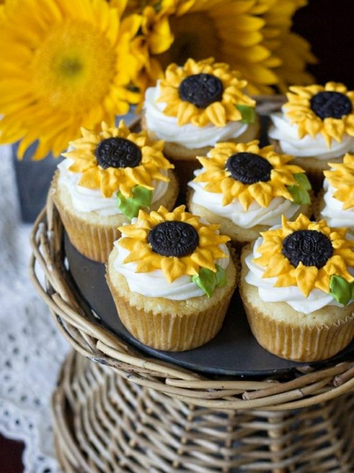 Sunflower dekorative små cupcakes-deilig-original-søt