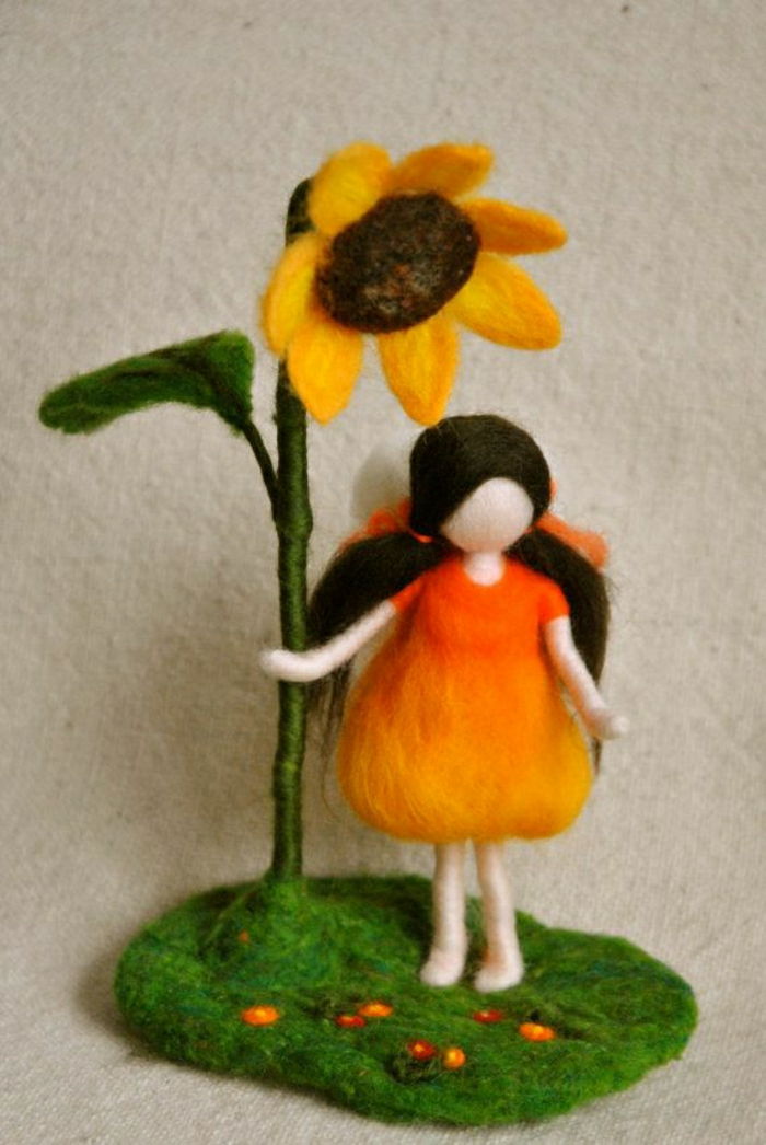 Sunflower Deco med nål tovet Fairy