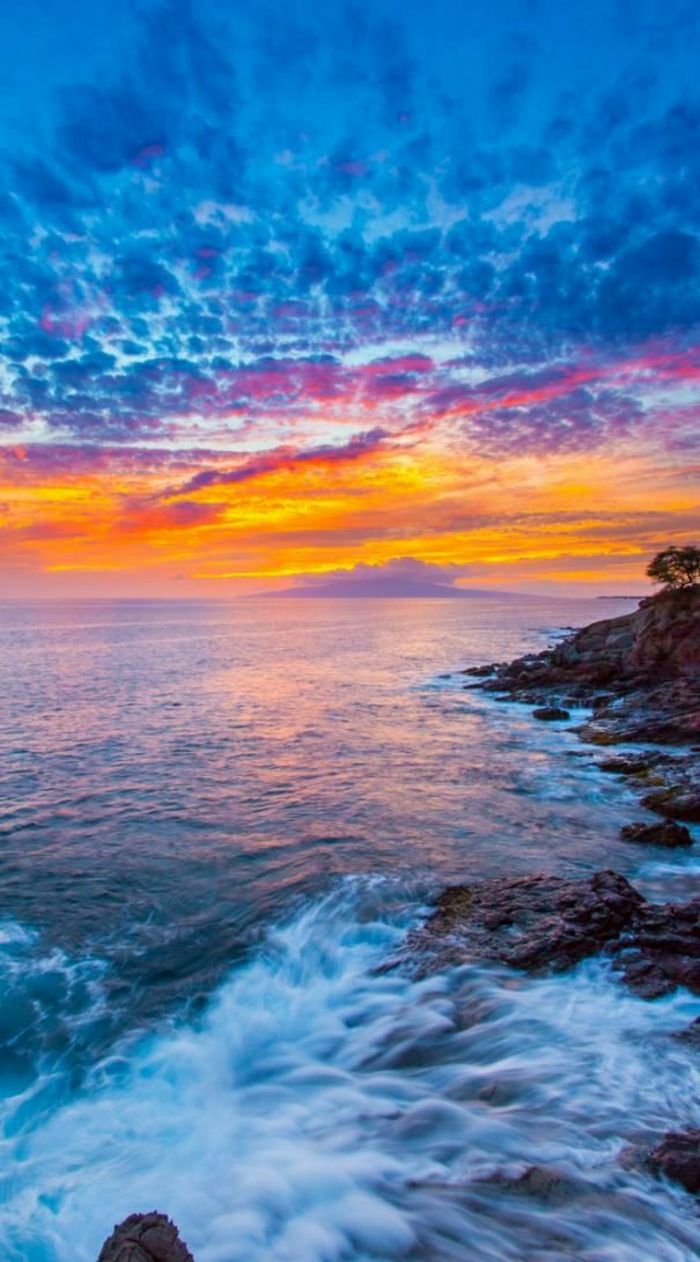 Sunset Maui Adası Hawaii Okyanus egzotik